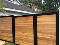 <b>6 foot high Melange  Aluminum Frame with Horizontal Cedar Board Privacy Fence-Gate</b>